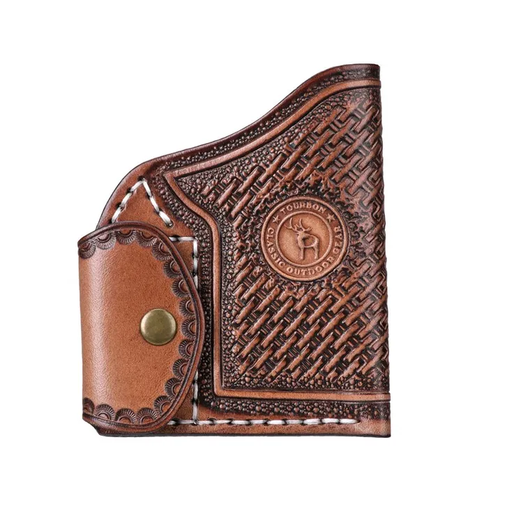 Holster poced lledr yn ffitio 22 achos gwregys llawddryll bach Mag